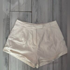 Forever 21 Beige Linen Blend Shorts Layered Pleated Size M Summer